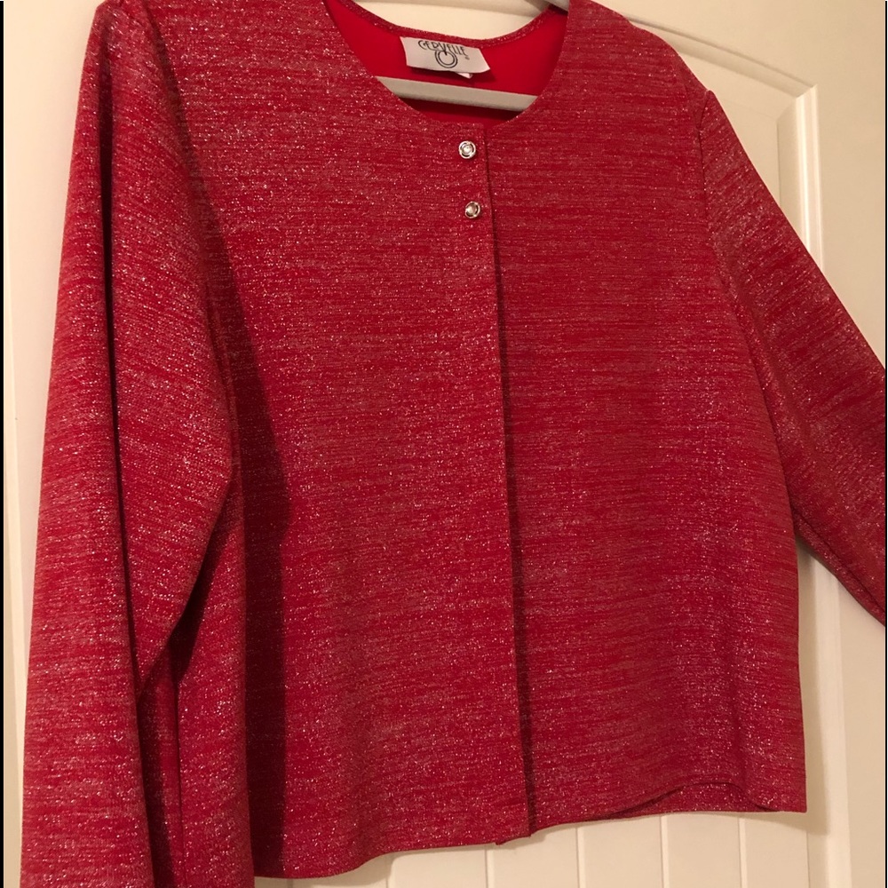 Cervelle Cardigan size 2X holiday sparkle red plus